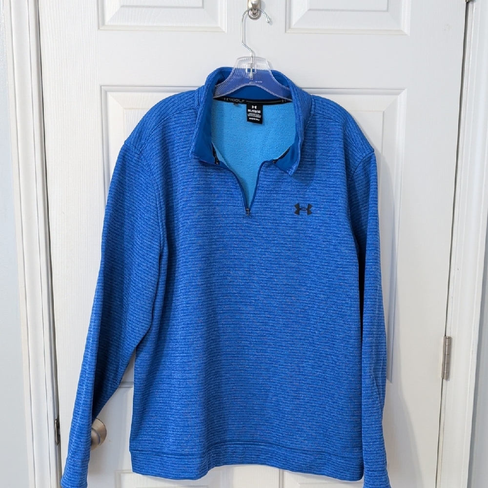 Under Armour Men's Striped Blue Quarter-Zip Pullover